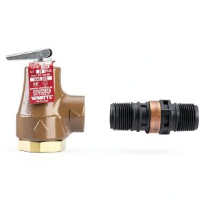 Watts 374A-030-FS Iron Boiler Pressure Relief Valve, 3/4 Inch, 30 psi Pressure Relief Point, Forged Brass Inlet, Female NPTF Threaded End Connections, Discharge Line Flood Sensor Included-0