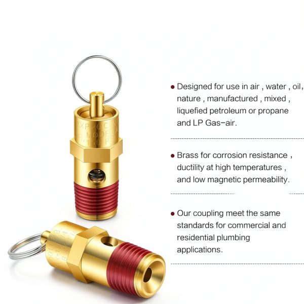 Bonuci 4 Pcs 1/4" Male NPT Safety Valve Air Compressor Pressure Relief Brass Safety Check Valve (150 psi Set Pressure)-5